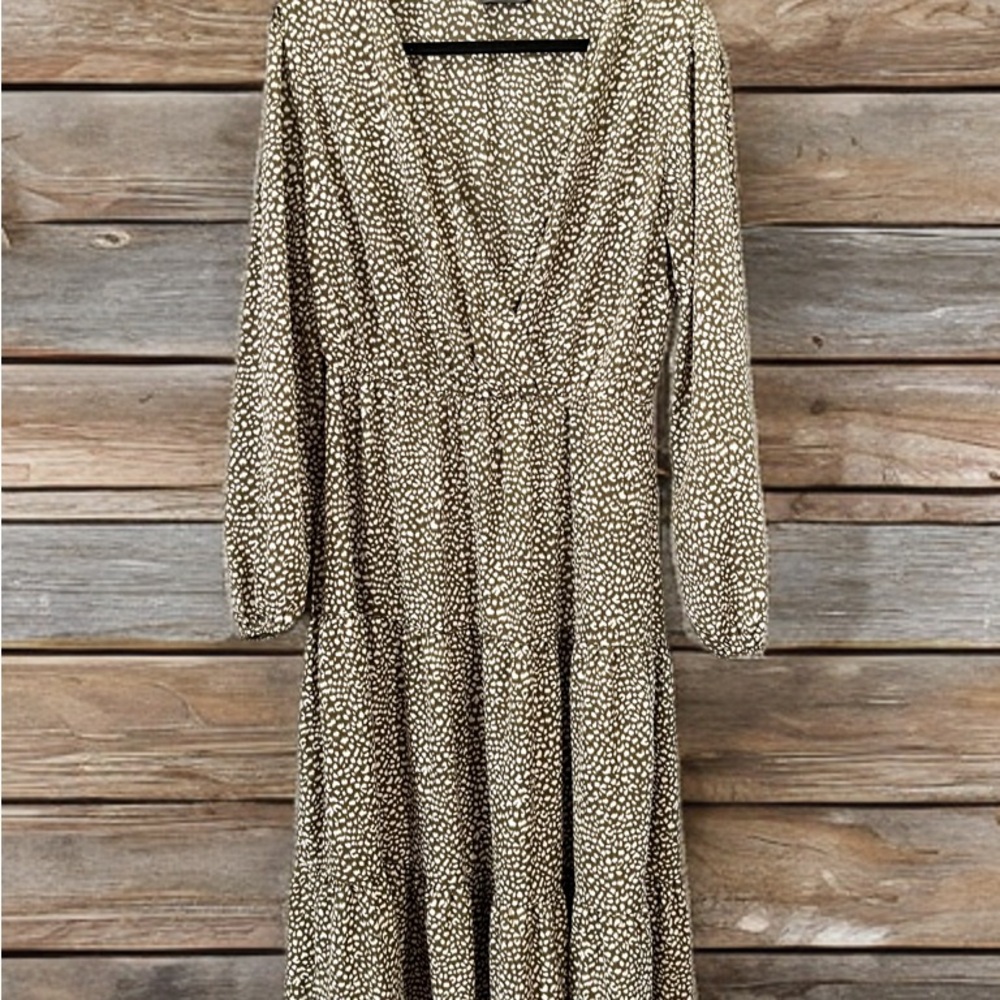 Cream Wrap Sundress with Bishop Sleeves for Work